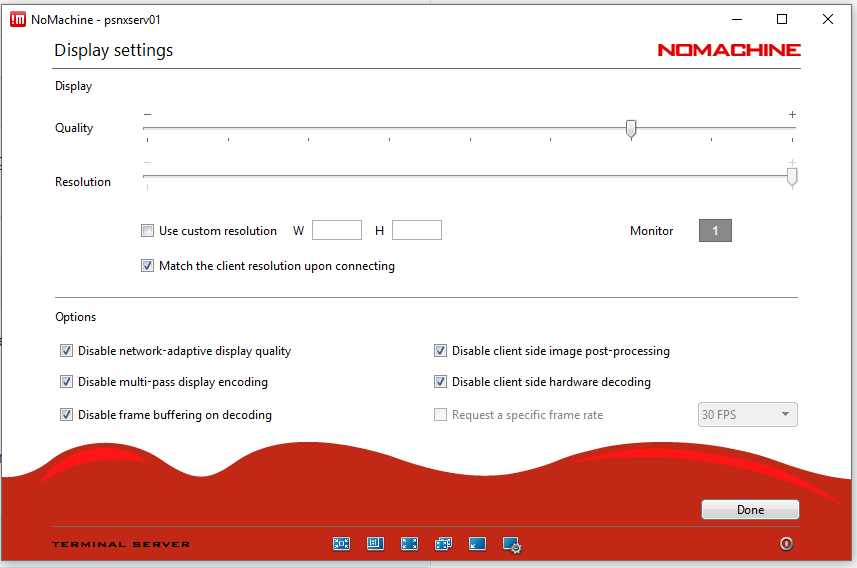 Settings to be changed on NoMachine
